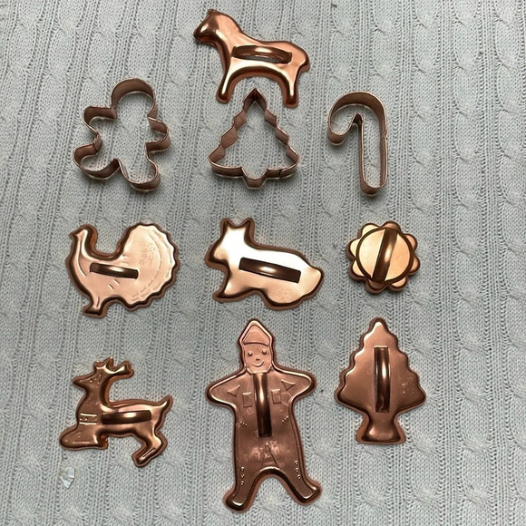 10 copper cookie cutters. Everyday and holidays like Xmas Easter & Thanksgiving - Picture 1 of 5
